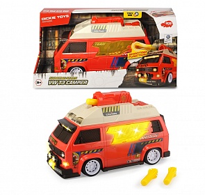 Машинка с залповой установкой VW T3 Camper, свет, звук, 28 см. (Dickie, 3756004)